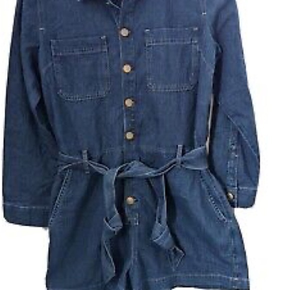 American Eagle Denim Long Sleeve Romper Sz XS - Picture 3 of 10